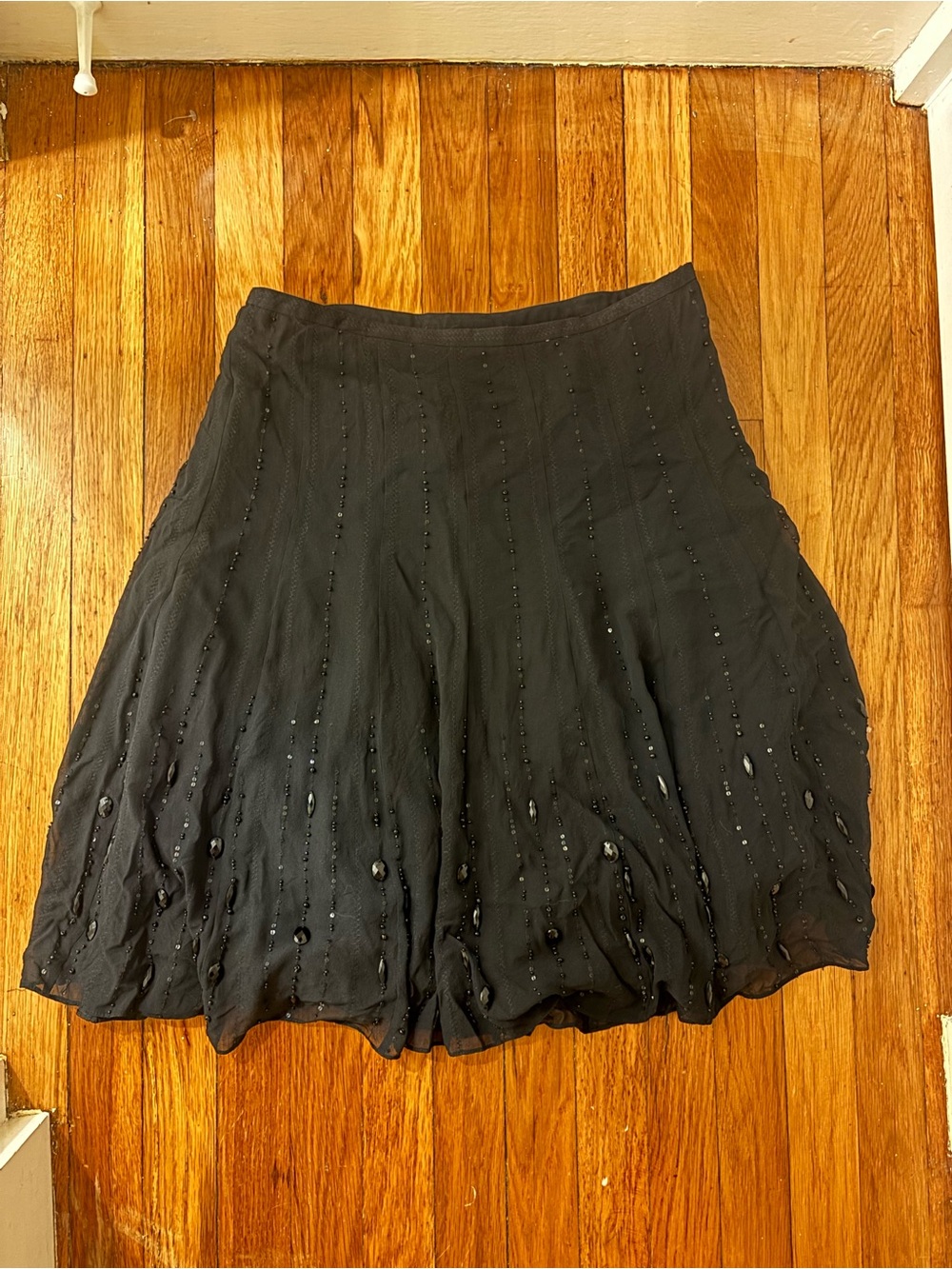 Ann Taylor Black Beaded Circle Skirt